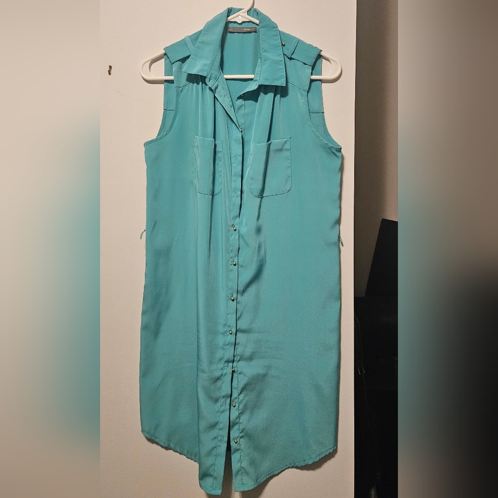 Teal long shirt for over leggings